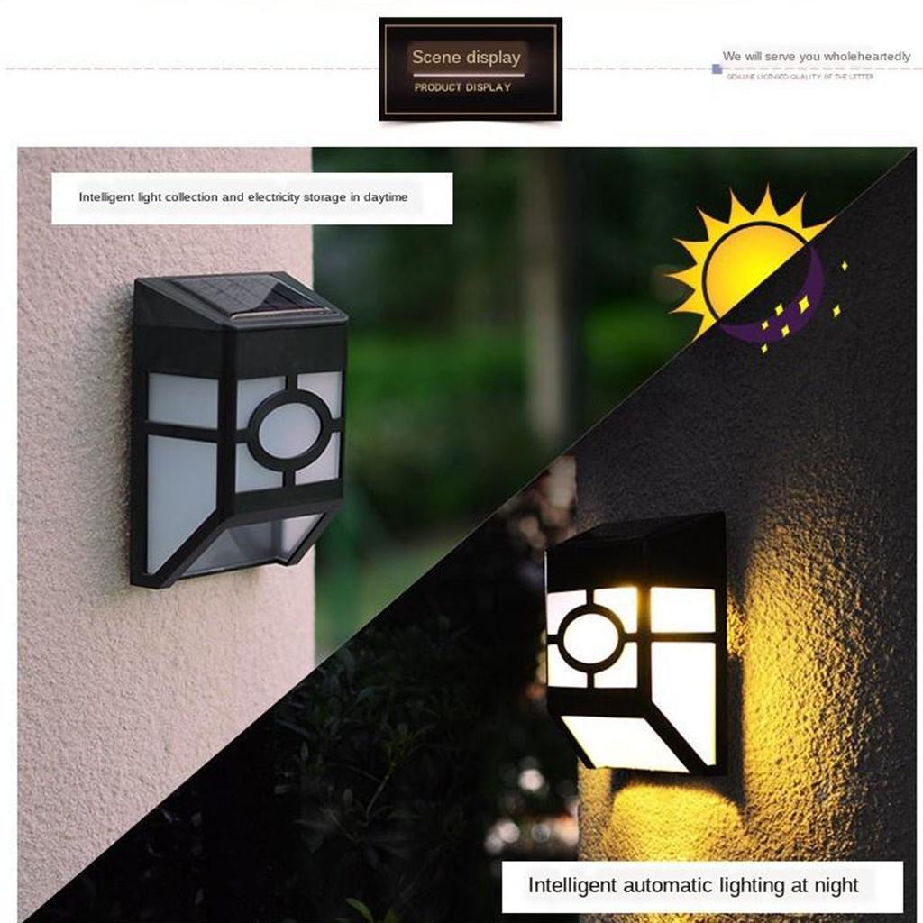 2Pcs LED Solar Power Wall Light Warm Light for Outdoor Patio Garden Yard