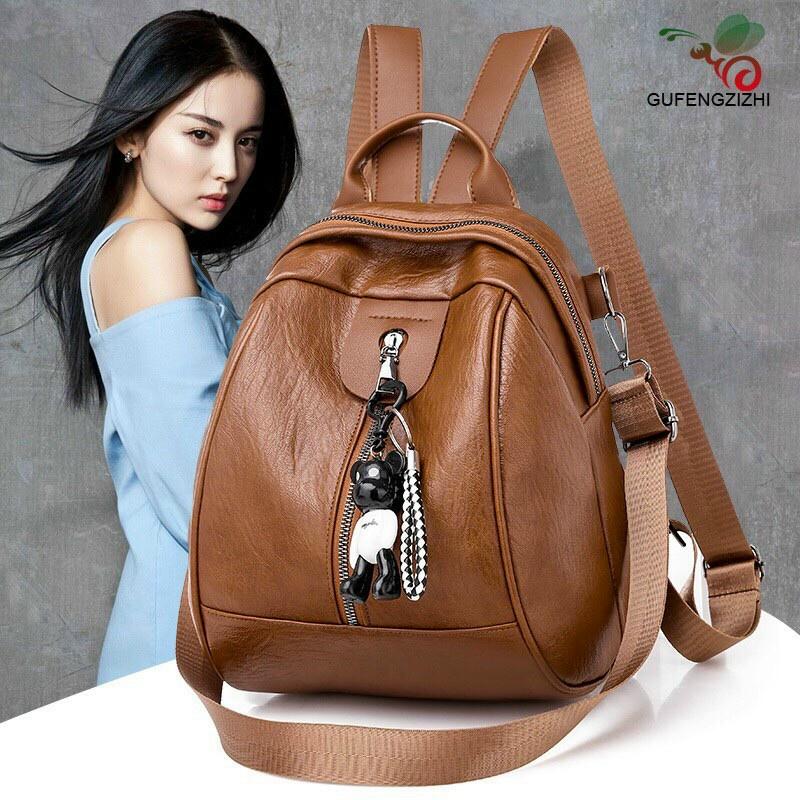 Ba lô nữ kèm móc chuột xinh xắn Da Mềm Thời Trang Hàn Quốc 2020 Cho Nữ ĐỰNG vừa khổ A4