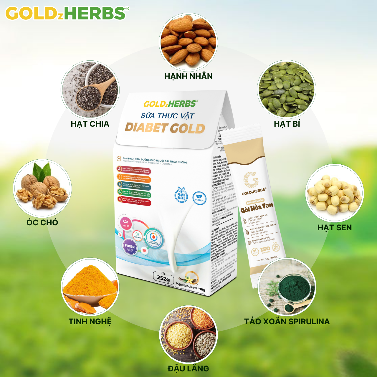 Sữa thực vật GoldzHerbs Diabet Gold 14 gói/ 500g