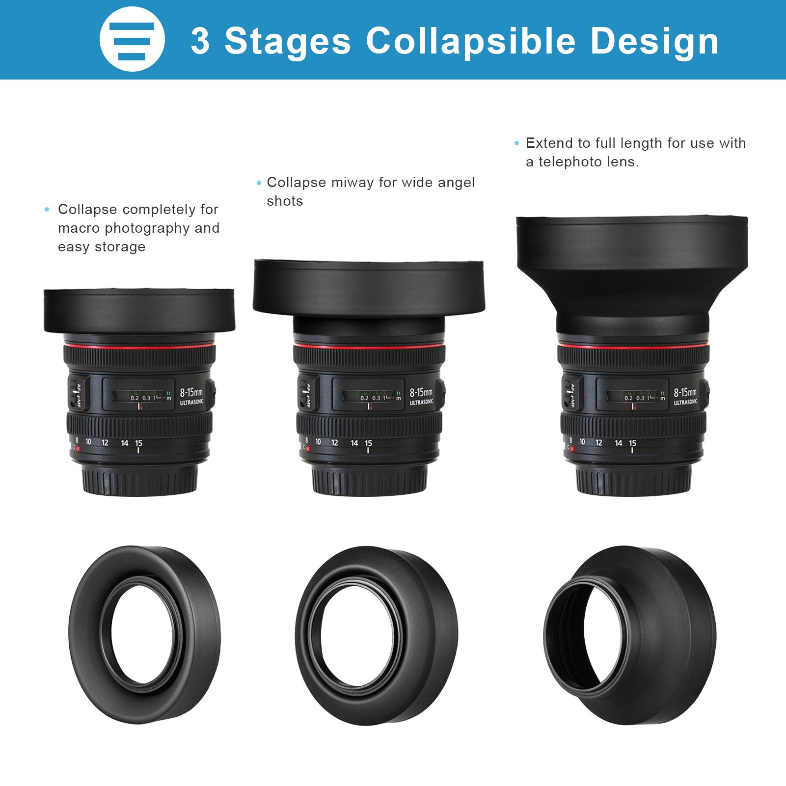 Bộ ống kính Hood hình hoa Tulip 67mm bằng cao su có thể thu gọn chắn ánh sáng