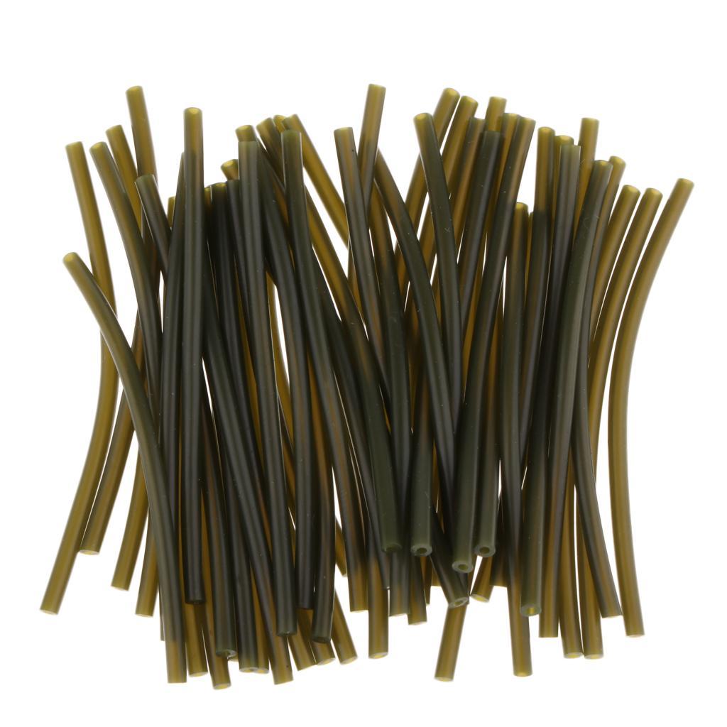 2-4pack 50pcs Rubber Rig Tube Carp Fishing Rig Sleeve Hook Line Connector Dark