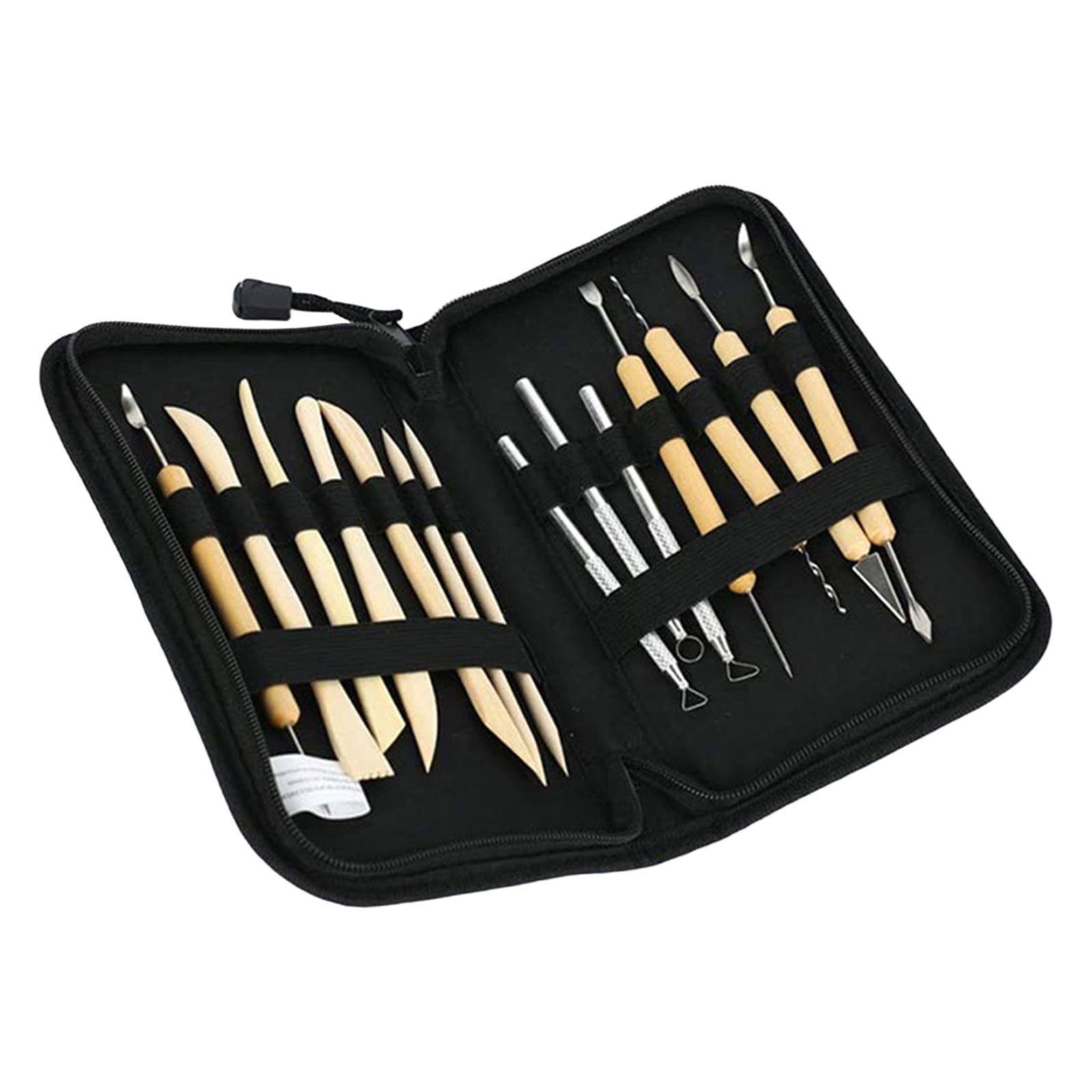 14x Polymer Clay Tools Clay Carving Tool Set with Carrying Case Clay Sculpting Tools Pottery Carving Tool Set for Carving Modeling Drawing