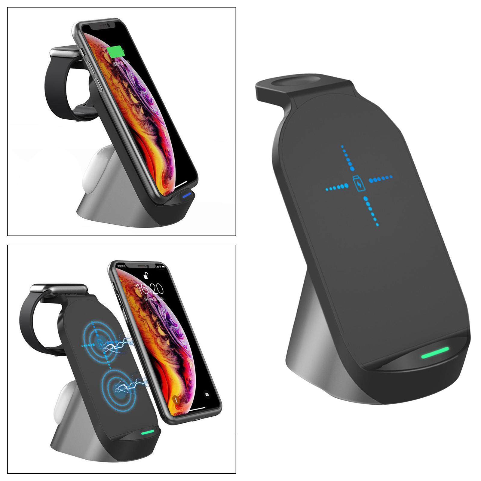 Desktop 15W Qi Wireless Charger Dock for iPhone XR 8 iWatch AirPods