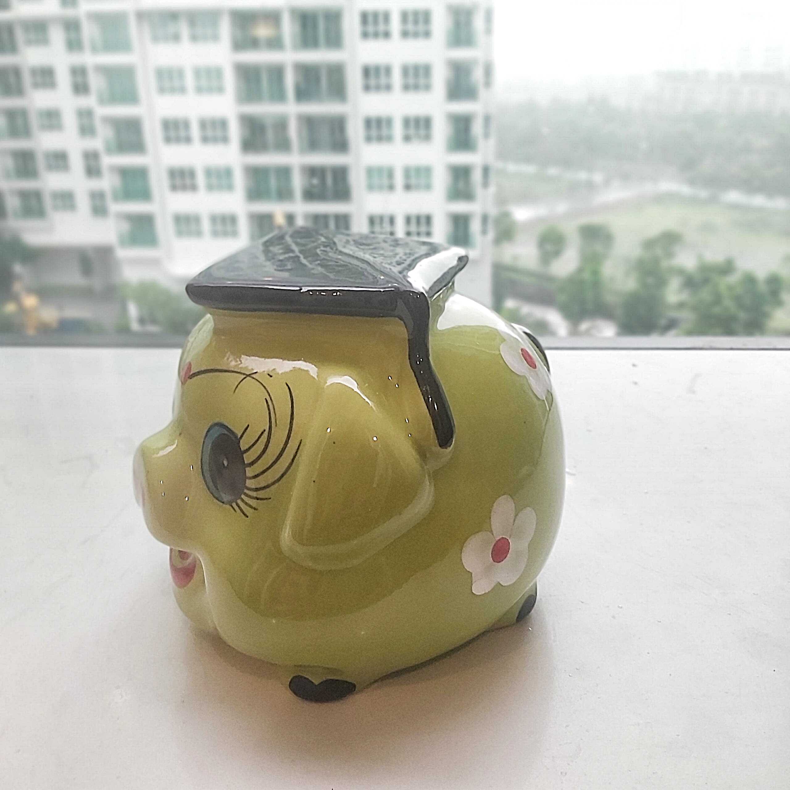 HEO ĐẤT Tiết Kiệm Bát Tràng cao cấp – Kiểu mới HEO TÚ TÀI– 4 màu lựa chọn – Ống heo Phong thủy Thu Hút Tài Lộc, May Mắn