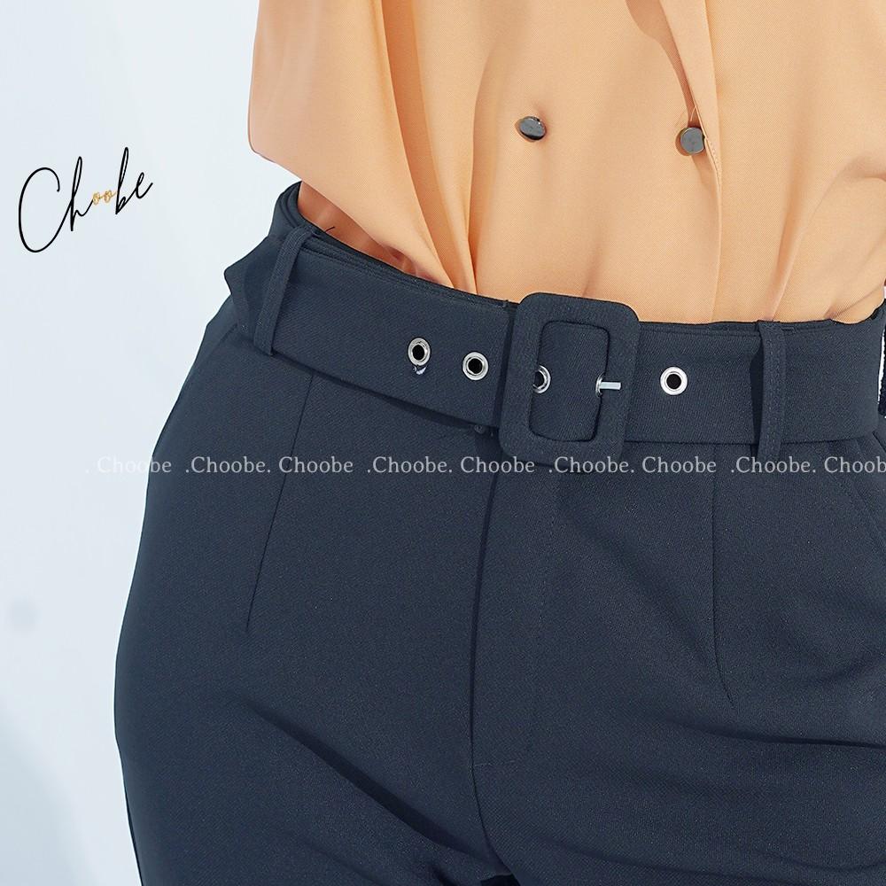 Quần baggy nữ Choobe cạp cao đai khuyên lỗ tháo rời cá tính chất vải cao cấp form dáng công sở - Q30
