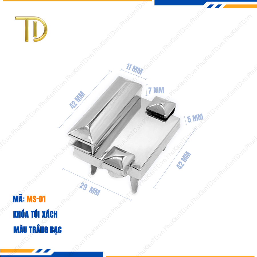 Khóa túi xách, khóa cài túi xách, khóa sập túi xách cao cấp công nghệ Mạ điện độ bền 5-8 năm