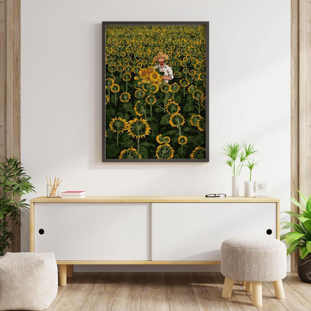 Tranh số hóa VanGogh Cánh đồng hoa hướng dương đã căng khung 40x50cm