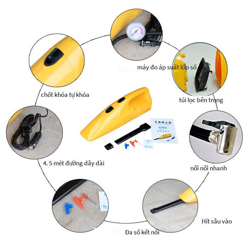 Giá đặc biệt Máy hút bụi ô tô công suất cao 90W có bơm không khí máy hút bụi ô tô hai trong một đa chức năng
