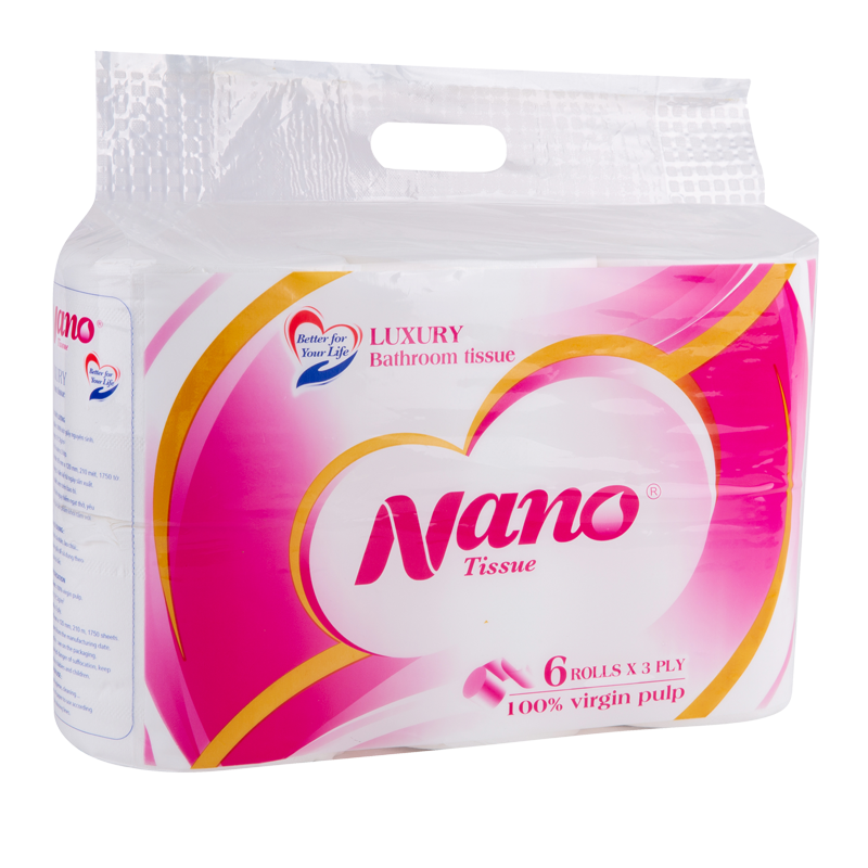 Giấy vệ sinh Nano 6 cuộn không lõi, khăn giấy vệ sinh an toàn 3 lớp dày dặn