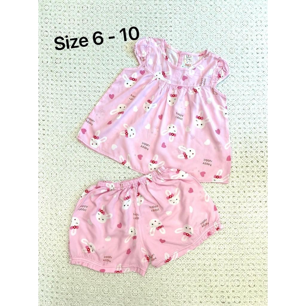 (SIZE 6-10) ĐỒ BỘ BÉ GÁI CHẤT TOLE - QUẦN NGẮN, ÁO NGẮN (HỒNG, THỎ CON)