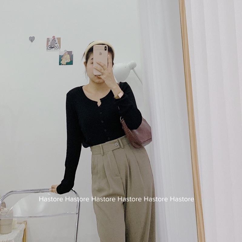 Len cardigan cài cúc basic