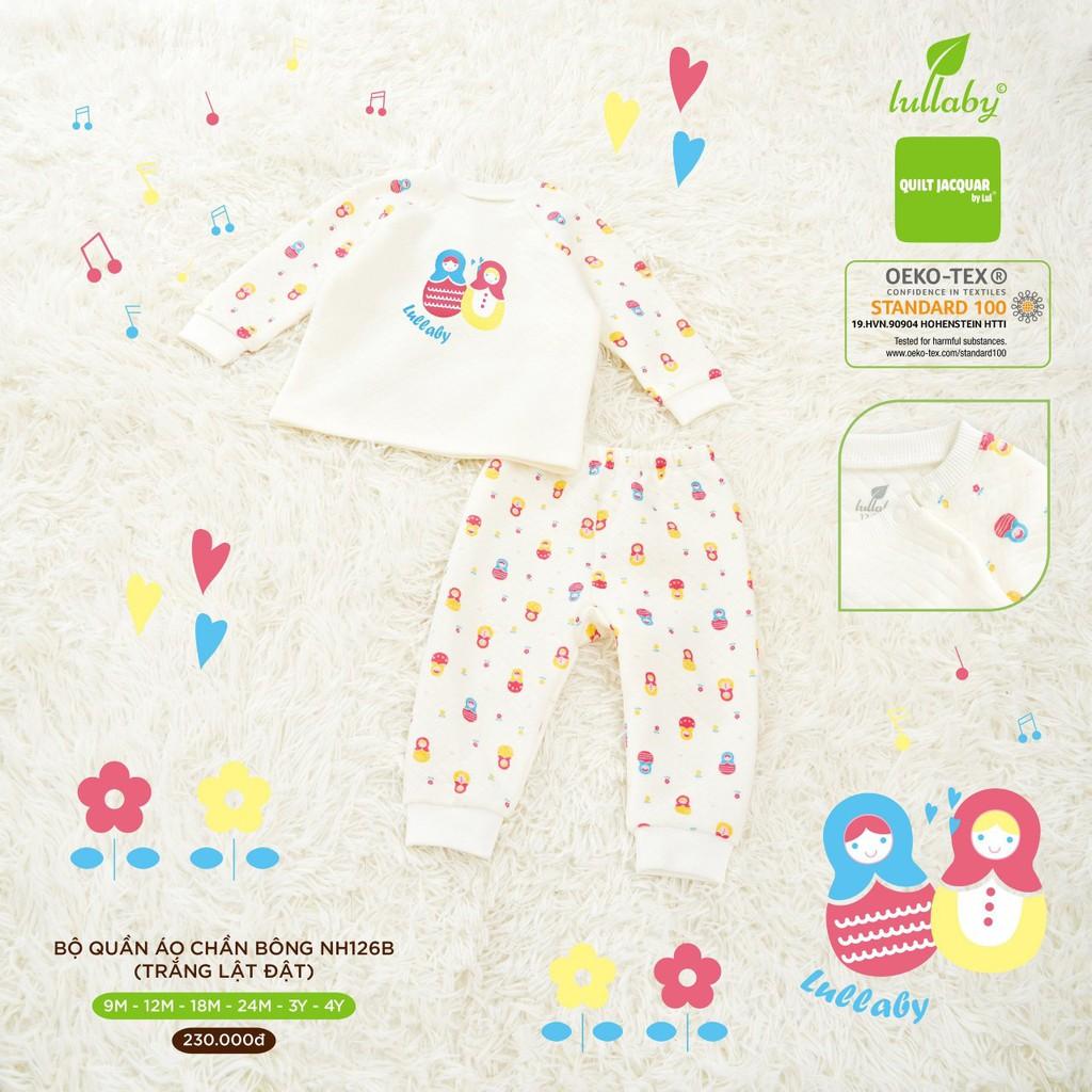 Bộ quần áo chần bông Lullaby NH126B, bộ thu đông bé trai, bé gái cao cấp