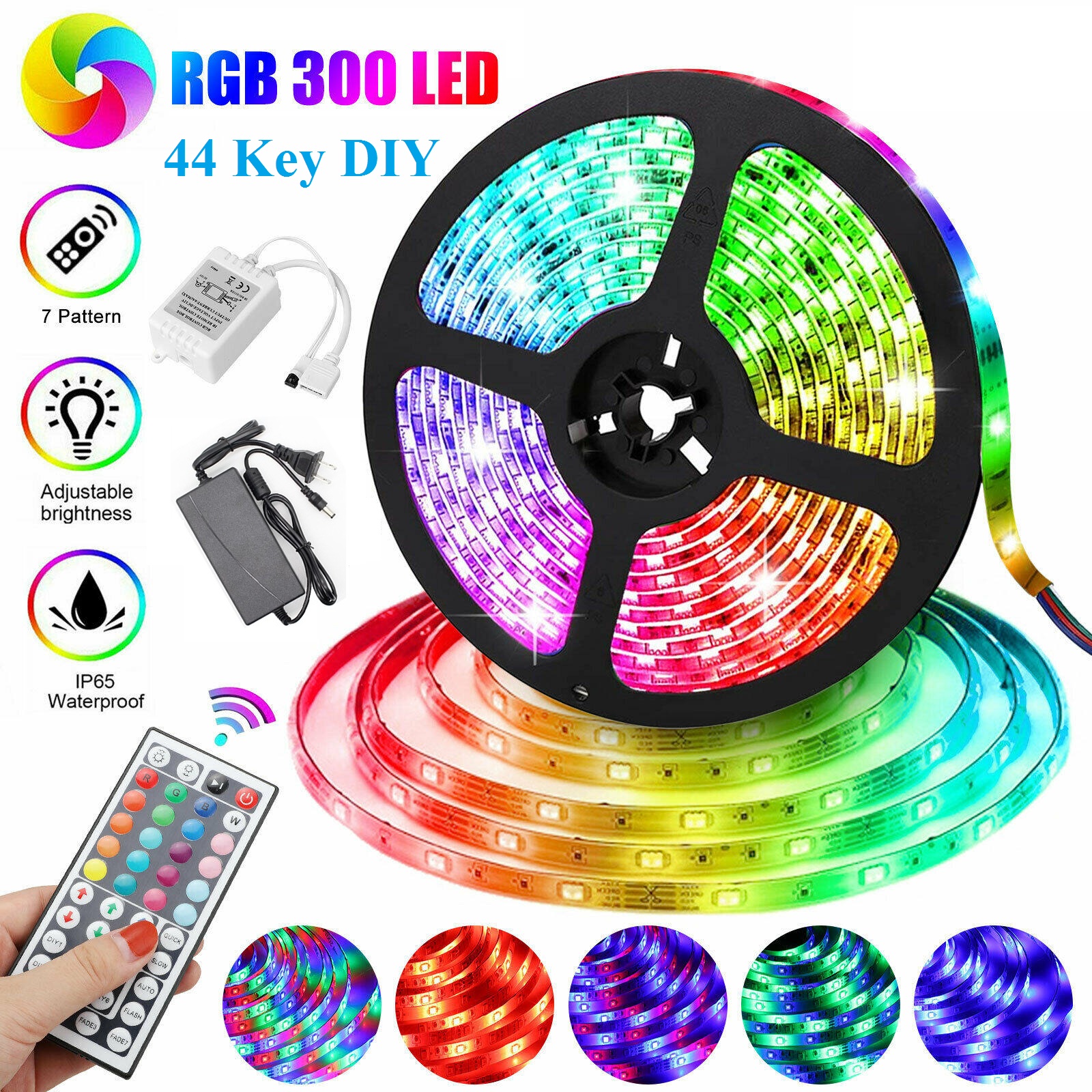 Đèn led Tiktok Đổi Màu RGB cuộn 5m 5050 Có Điều Khiển Từ Xa 44 Phím (Silicon Chống Nước)