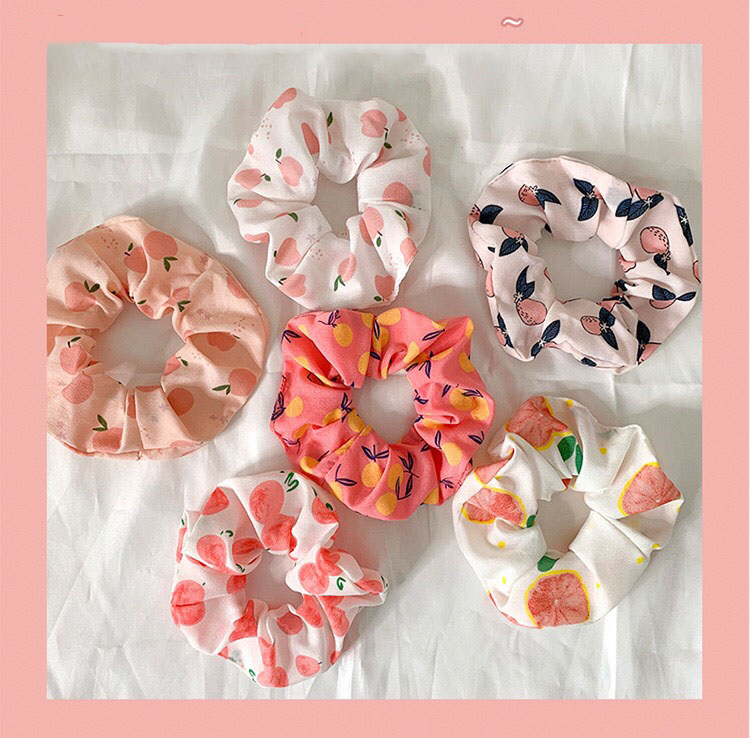 Dây Thun Tóc Nữ Scrunchies, Cột Tóc Scrunchies Hoa Quả Đáng Yêu