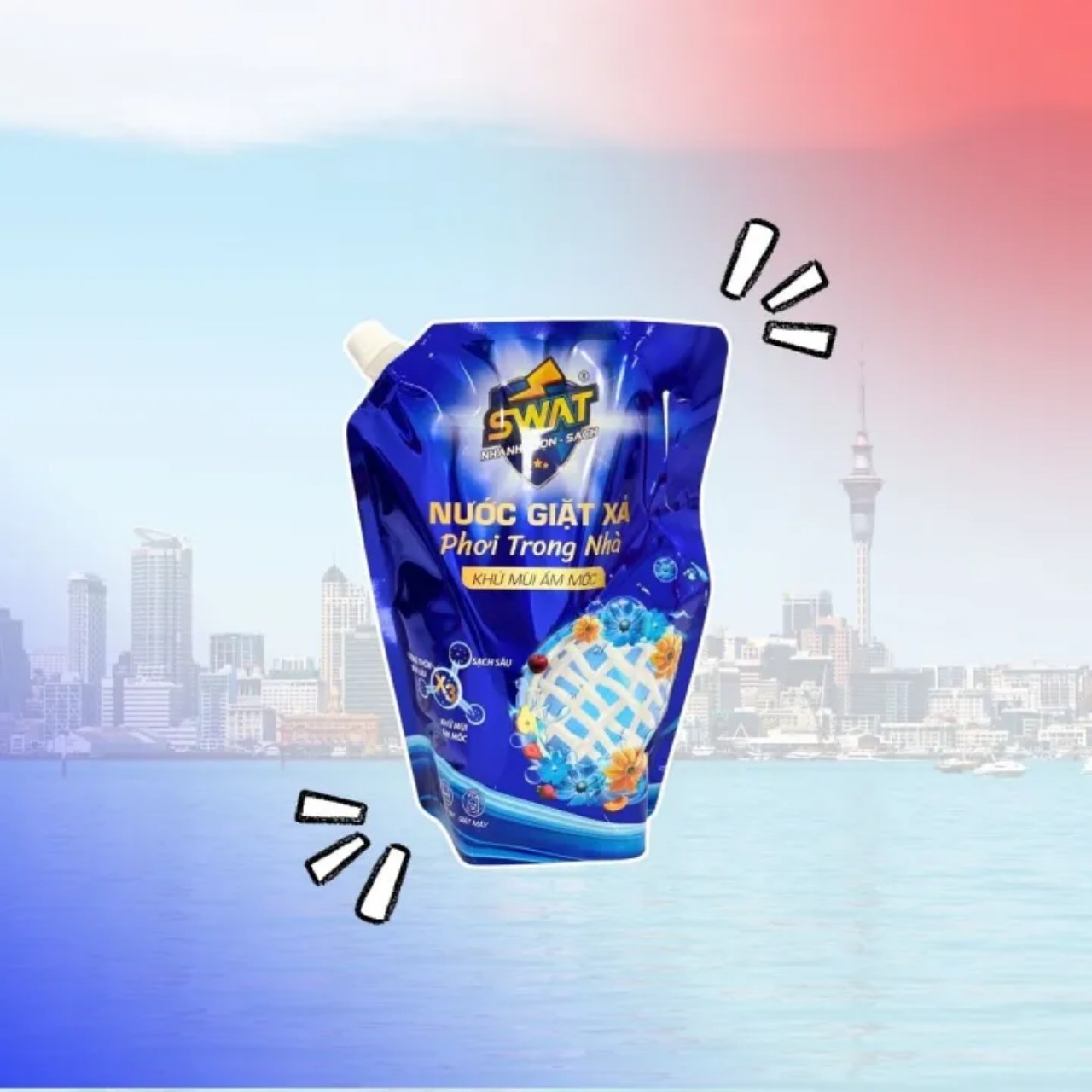 Nước Giặt Xả Swat Phơi Trong Nhà Túi 2.2Kg - Siêu Kháng Khuẩn Chống Mùi Hôi