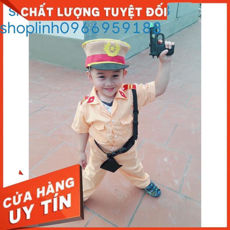 Bộ quần áo công an giao thông trẻ em đầy đủ phụ kiện