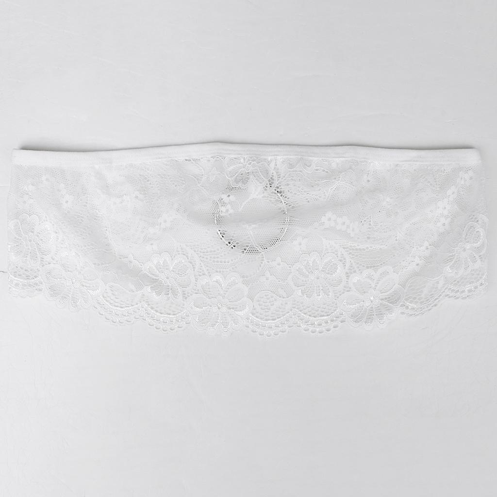 Men's T-Back Underwear Low-rise Man Bikini G-String Thong Briefs Wrap White