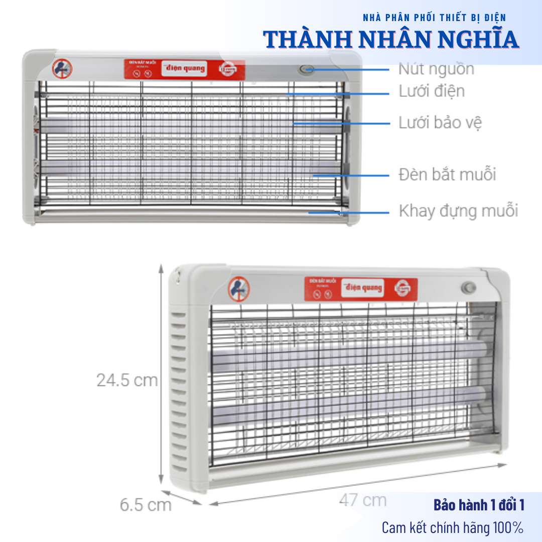 Đèn bắt muỗi Điện Quang ĐQ EML05L (485x65x250mm) - Công suất 5w, Phạm vi sử dụng 40m2