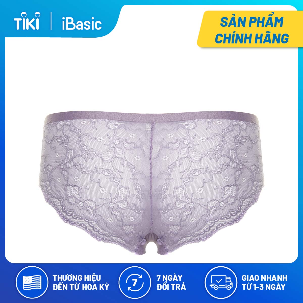 Quần lót nữ hipster không đường may phối ren lưới iBasic PANW029