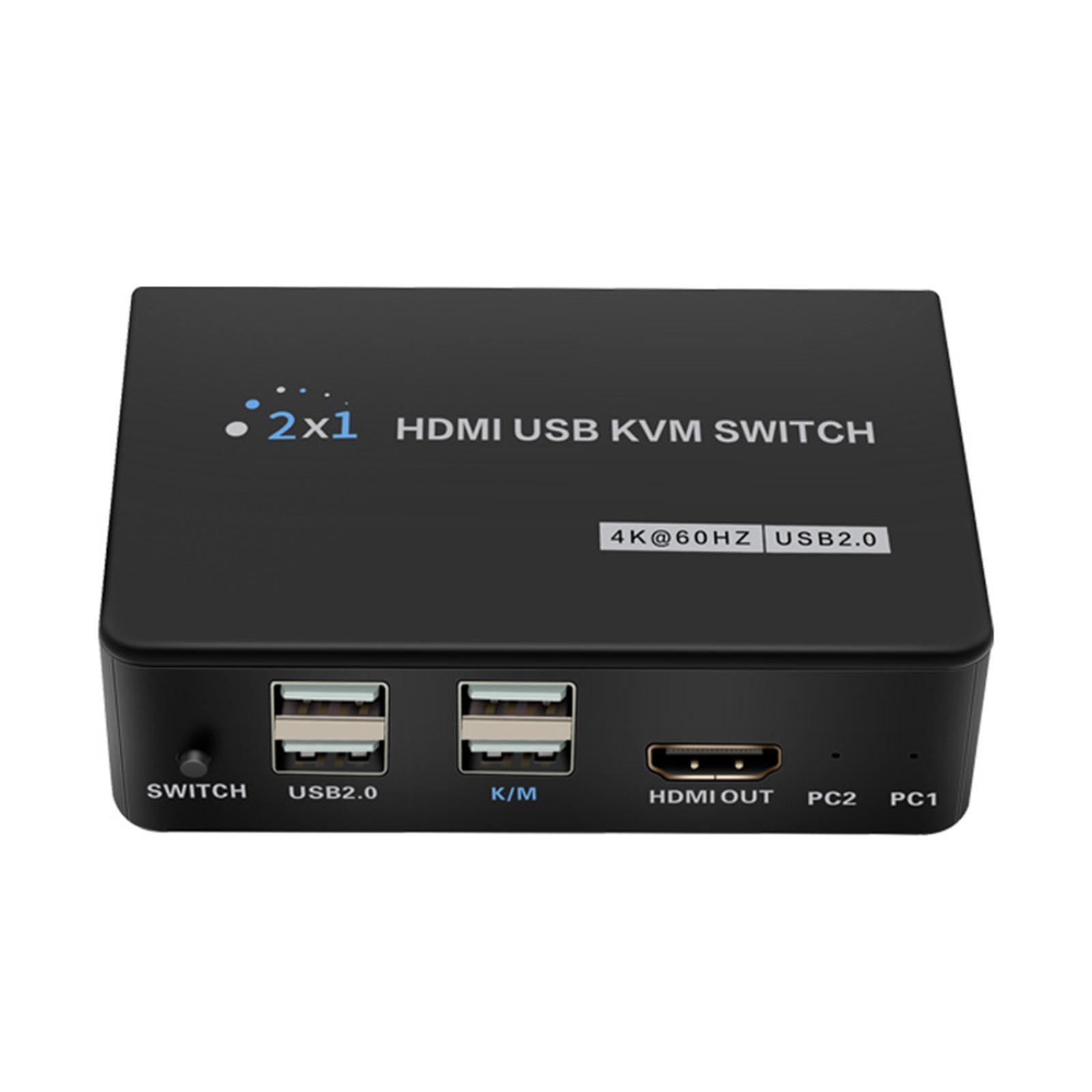 2X 4K HDMI KVM Switch 2 Ports for 2 PC Sharing 1 Set Mouse keyboards Printer