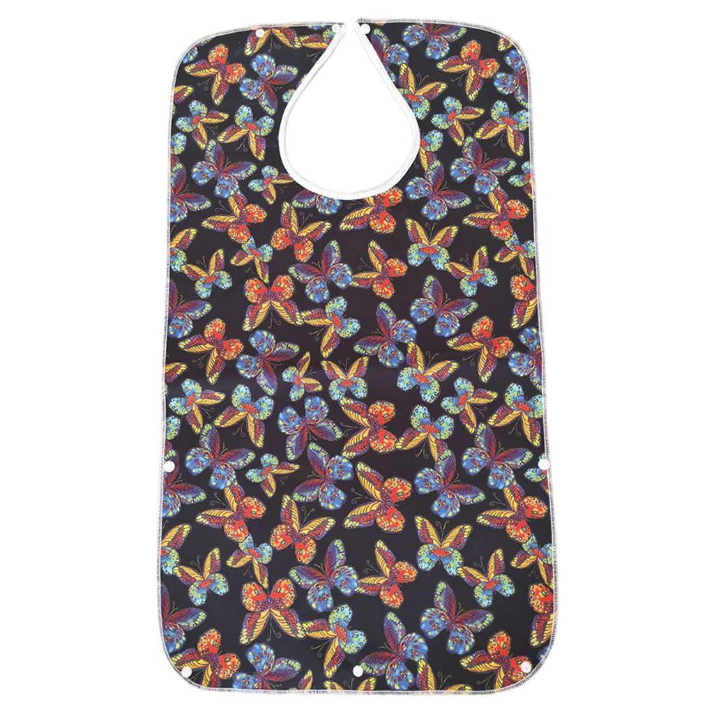 Mealtime Waterproof PVC Printing Cotton Adjustable Bib Crumb Adults Black