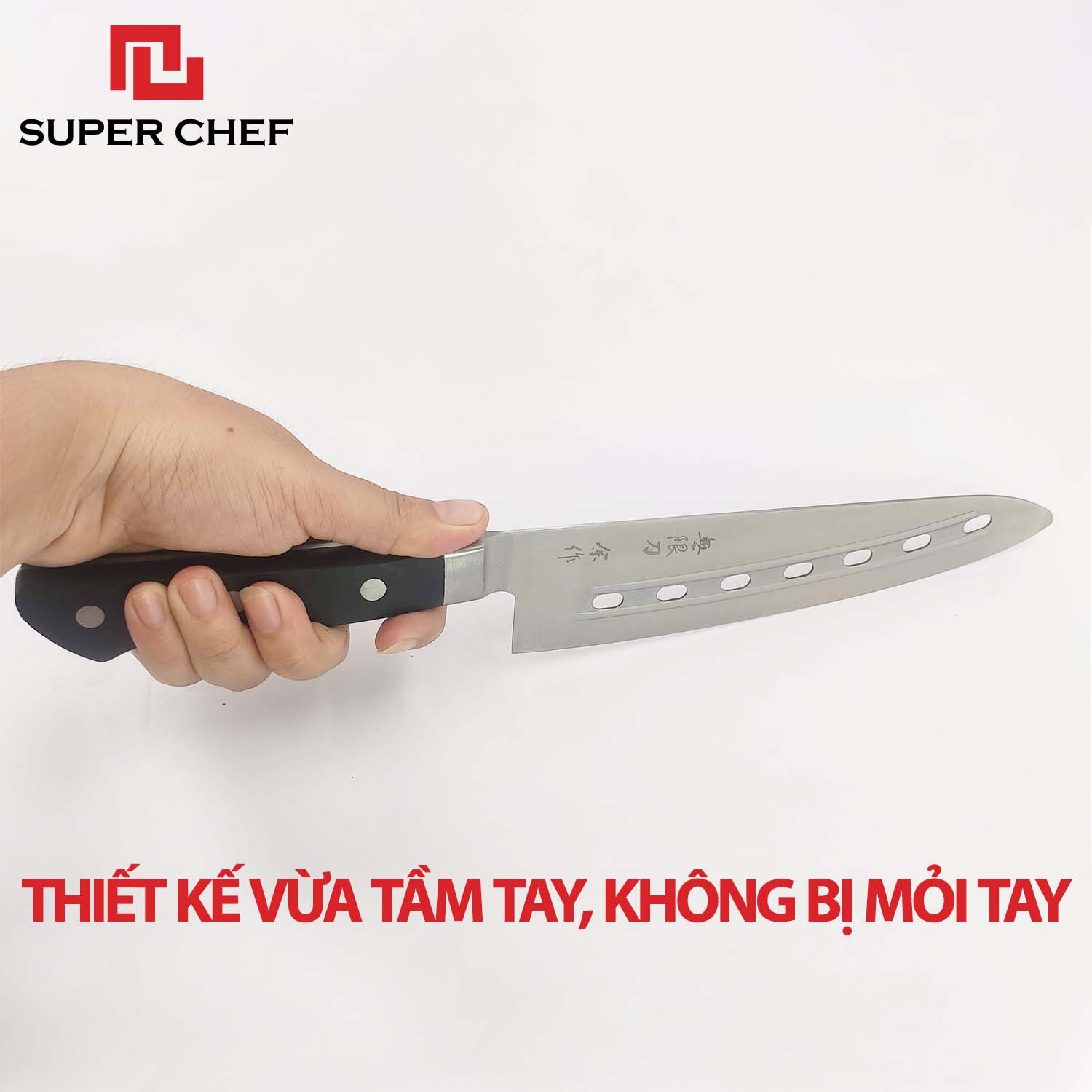 Dao Bếp Gyuto Dài Đa Năng Chính Hãng Super Chef Lưỡi Thép Cao Cấp, Không Gỉ Sét, Không Ăn Mòn, An Toàn Thực Phẩm, Công Nghệ Nhật Siêu Sắc Bén, Lâu Cùn Siêu Bền Và Tiện Lợi ( Lưỡi dài 18.5cm)