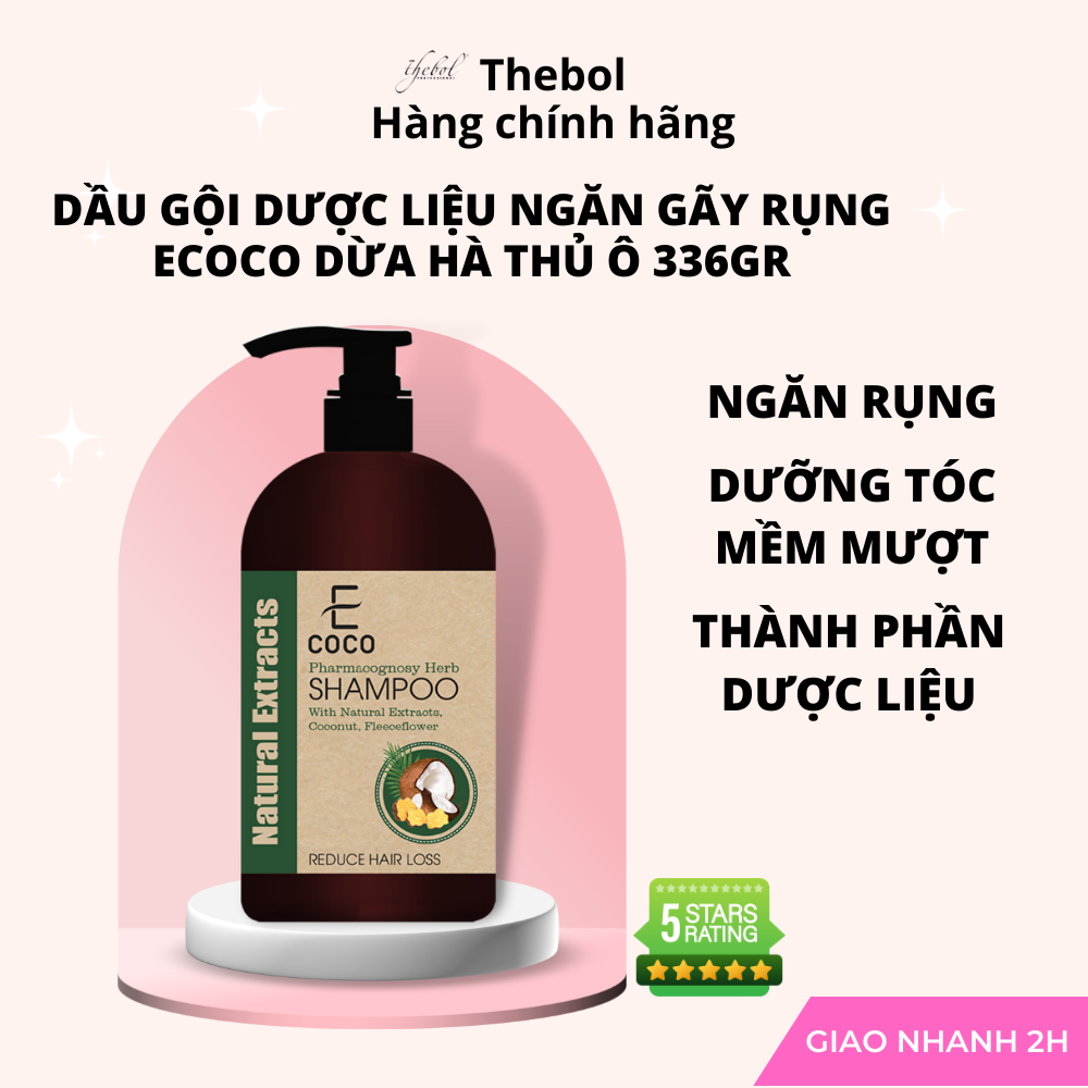 Dầu gội dược liệu thành phần thảo mộc tự nhiên ECOCO 336gr giúp làm sạch giảm gãy rụng hỗ trợ mọc tóc phục hồi hư tổn dưỡng mềm mượt