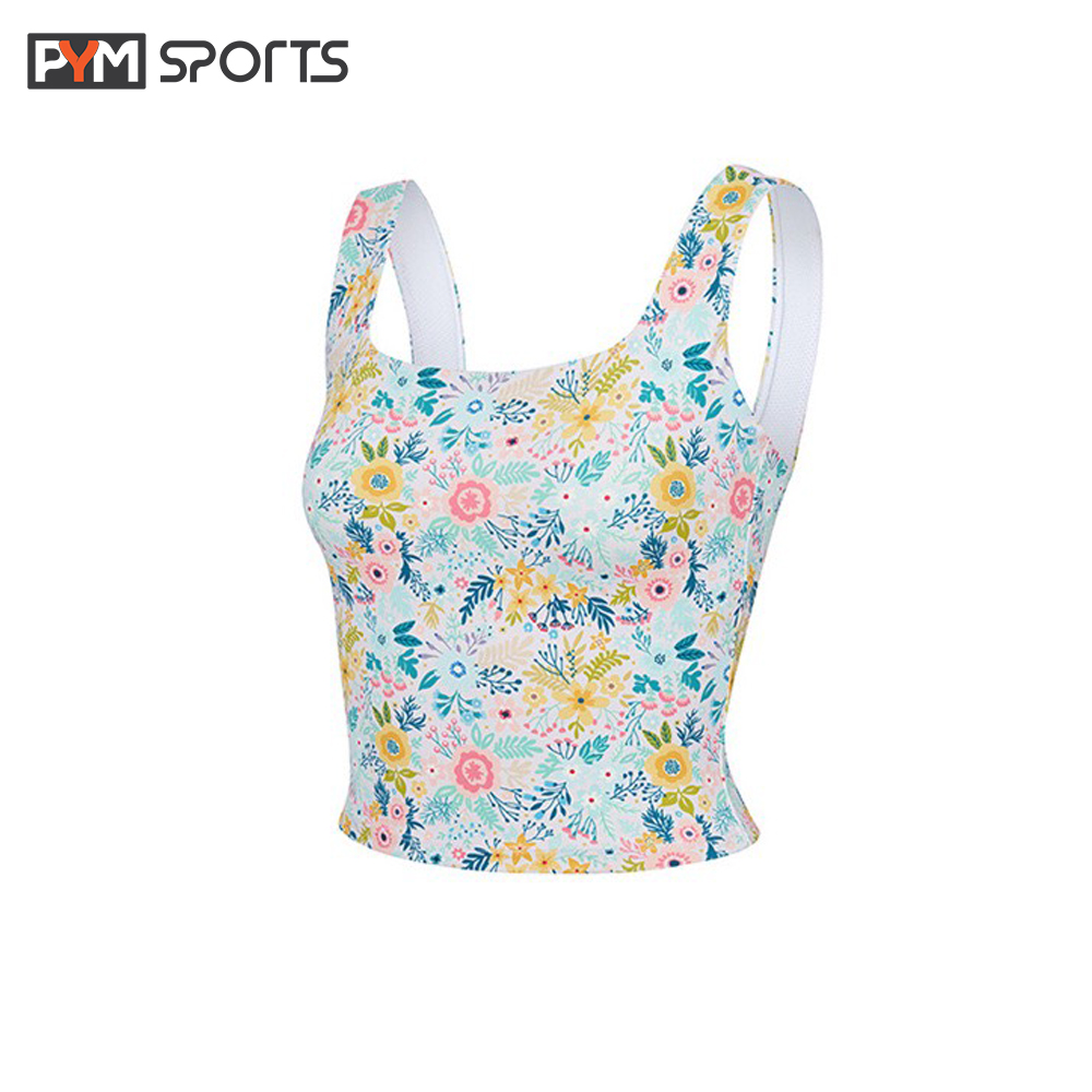 Áo croptop hoa tập Yoga - Gym PYMSPORT - PYMBR045 mút may cố định chất thun lạnh co giãn tốt nâng đỡ ngực