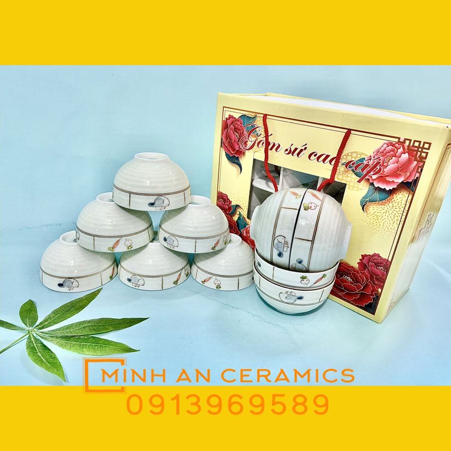 Combo 10 bát cơm gốm sứ Minh An Bát Tràng