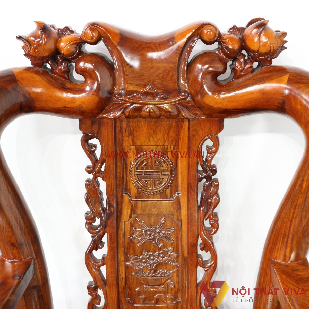 Bộ Bàn Ghế Salon Gỗ Hương Chạm Đào 6 Món Tay 10