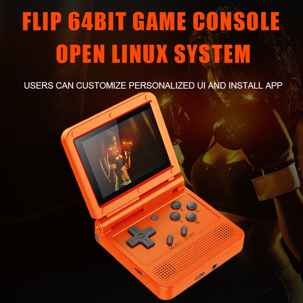 Flip Handheld Console 3-inch IPS Screen Open System Game Console with 16G TF Card Built in 2000 Games Portable Mini