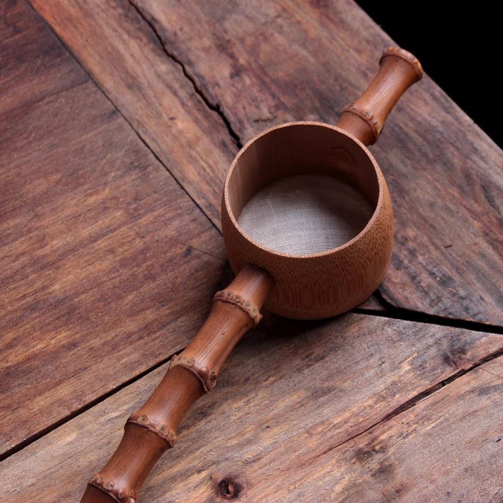 Tea Hobby Bamboo Tea Herb Filter Strainer Infuser Mesh Spoon Kitchen Gadget