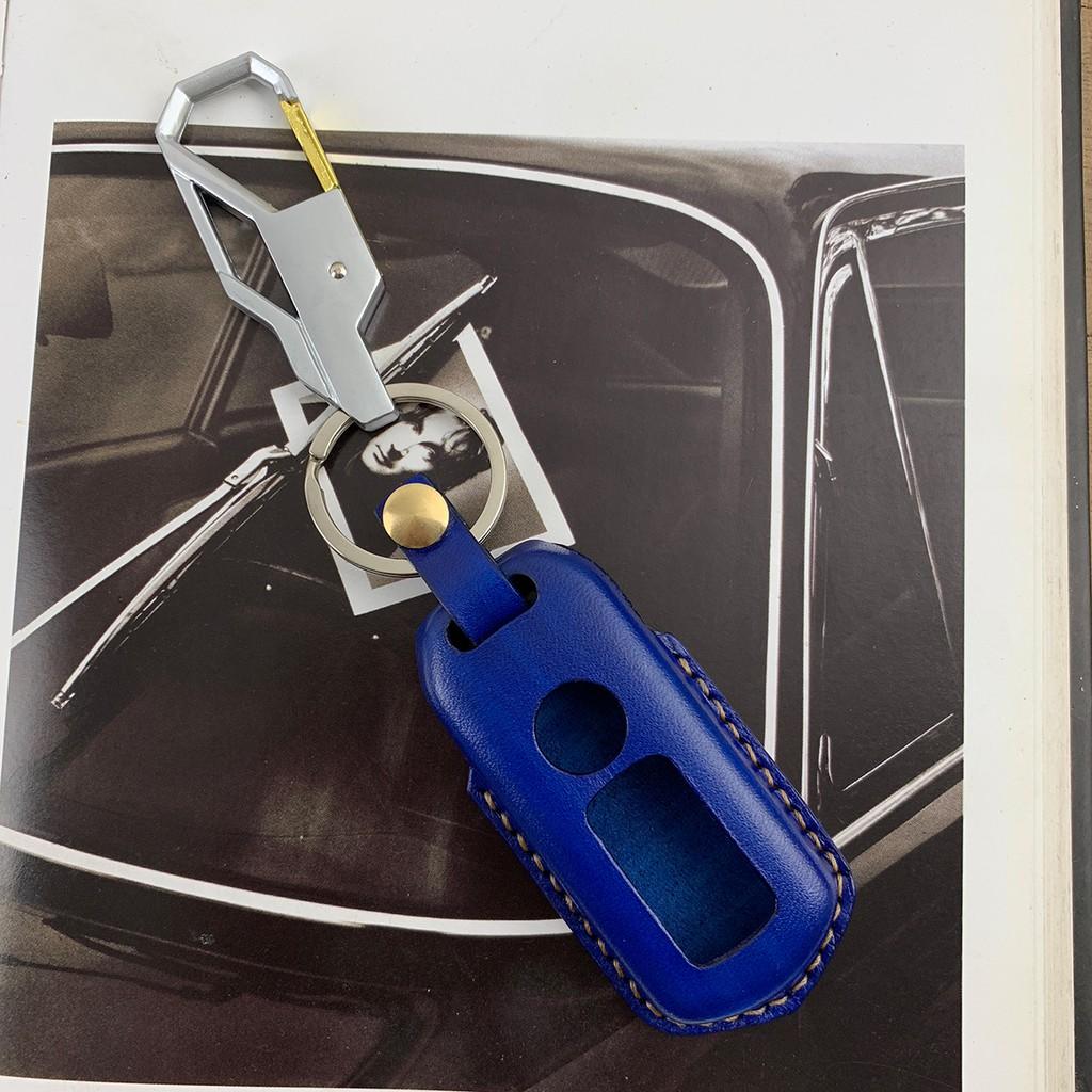 BAO DA CHÌA KHÓA XE SH MÀU XANH DƯƠNG - ĐỒ DA BÒ NHẬP KHẨU - BAO DA HANDMADE