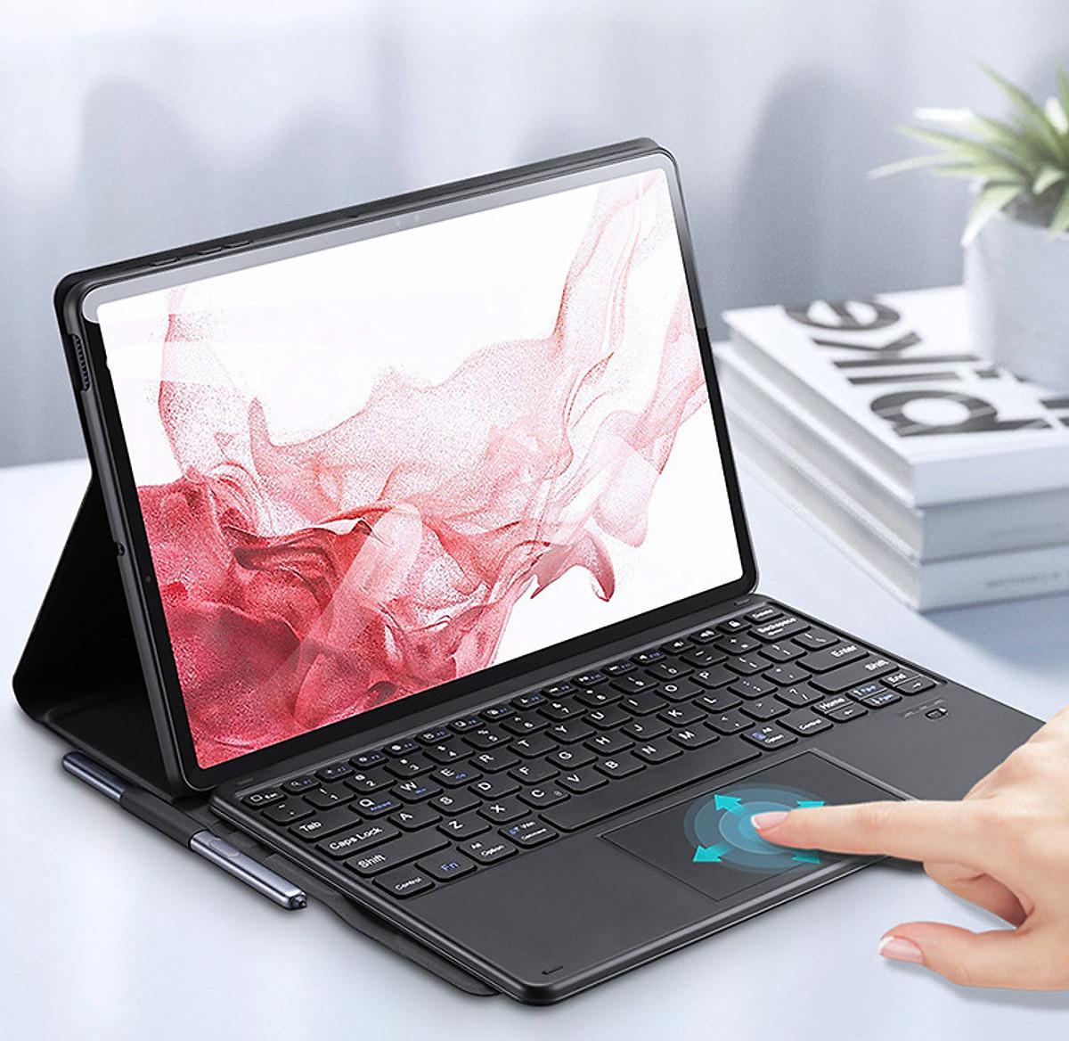 Bao da danh cho Samsung Galaxy Tab S9, Tab S9 Plus, Tab S9 FE, Tab S9 Fe Plus kèm bàn phím bluetooth có bàn di chuột TouchPad hiệu Dux Ducis - Hàng nhập khẩu