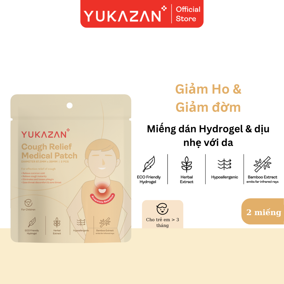 Miếng Dán Giảm Ho Yukazan Cho Trẻ Em - Gói 2 Miếng