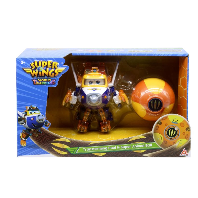 Đồ Chơi SUPERWINGS Robot Biến Hình Siêu Vệ Binh Cảnh Sát Paul Và Quả Bóng Sức Mạnh Muôn Thú YW760965