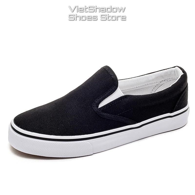 Slip on nam - Giày lười vải nam LEiNiER - Chất liệu vải bố 3 màu (đen), (trắng) và (đen tuyền) - Mã SP 228