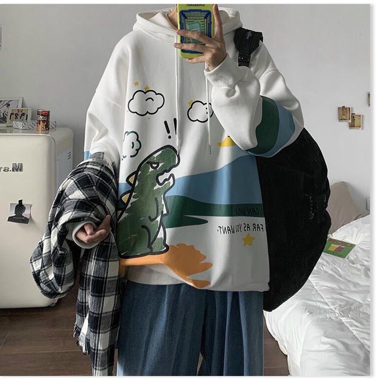 ÁO HODDIES KHỦNG LONG CÓ MŨ CỰC CHẤT HOẠ TIẾT ĐẸP 2021 THỜI TRANG LANA FASHION