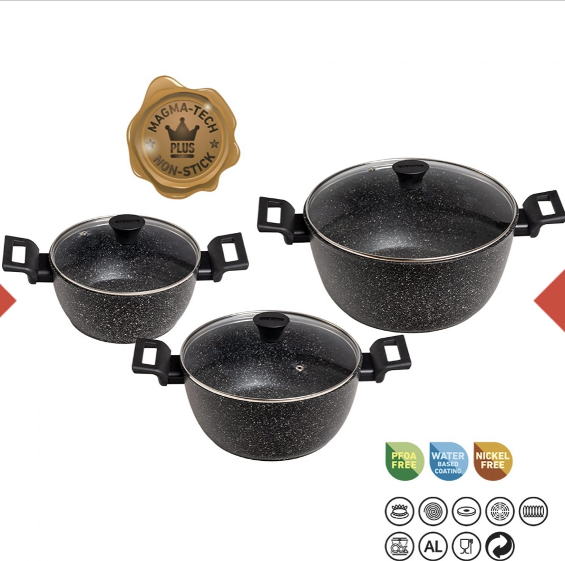 BỘ NỒI FLONAL SET 3 NỒI - KUCHEN- Hàng Chính Hãng