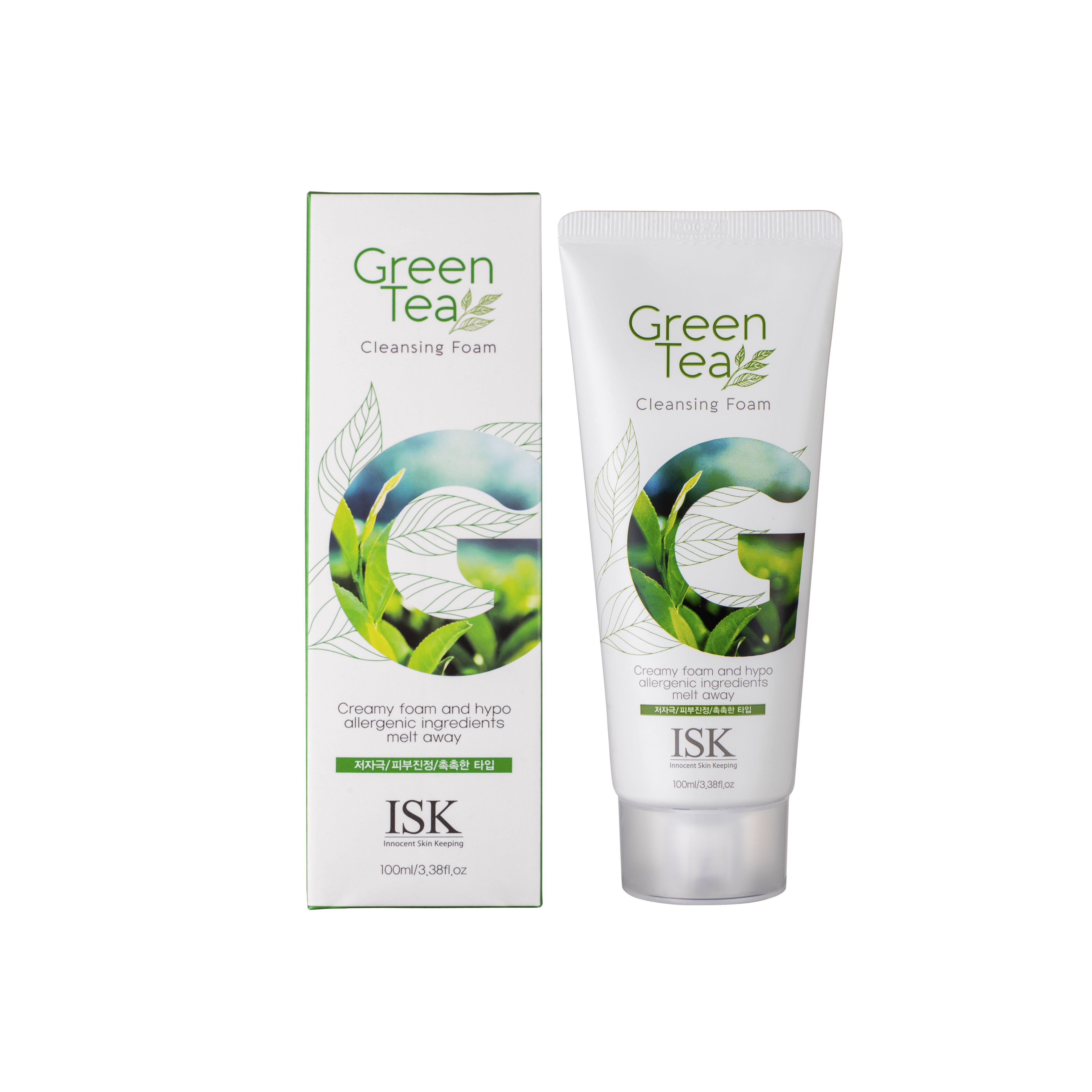 Sữa rửa mặt Trà xanh làm sạch, dưỡng ẩm, ngừa mụn cho da nhạy cảm ISK Green Tea Cleansing Foam (100ml)