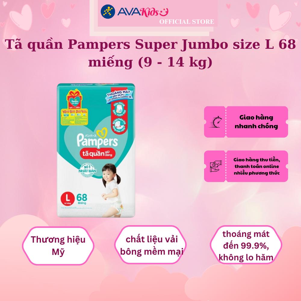 Tã quần Pampers Super Jumbo size L 68 miếng (9 - 14 kg)