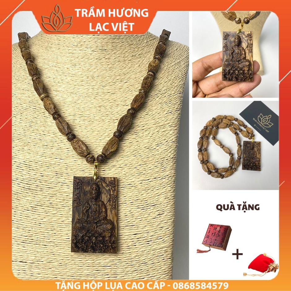 Vòng Cổ Trầm Hương Sánh Chìm Mặt Bản Quan Thế Âm Phong Thủy Cao Cấp Tự Nhiên Lạc Việt