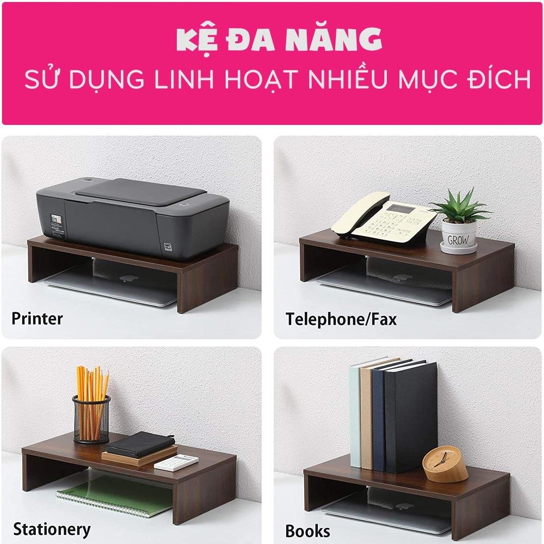 Kệ để bàn gỗ hiện đại SMLIFE Angela - Walnut Đậm - Size M (Tặng Voucher 10% mua Bàn Làm Việc SMLIFE)