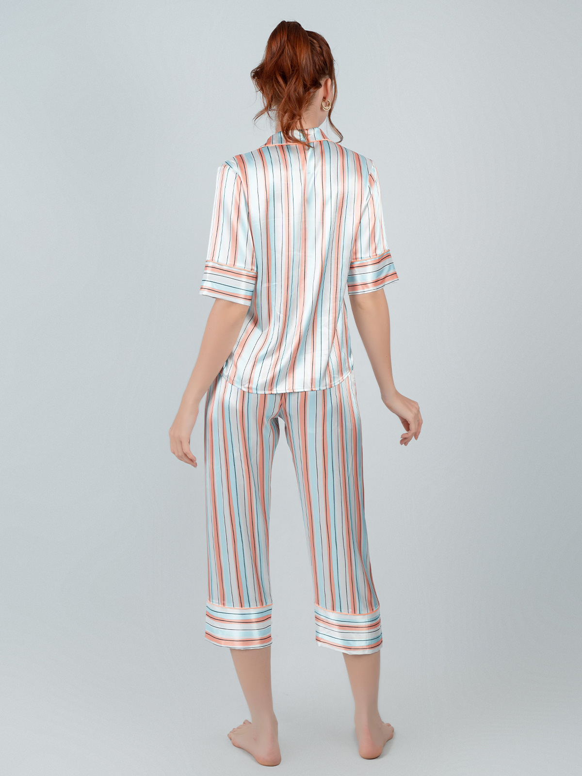 Bộ Pijama lửng nữ Vera Satin in full tay ngắn - V0475