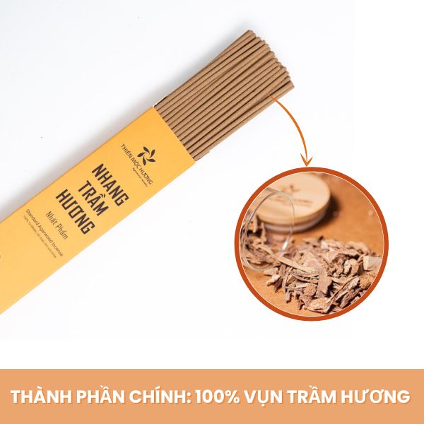 Nhang trầm hương tự nhiên Thiên Mộc Hương- Trầm Hương 12 năm, 30cm, Ít Khói, Thơm Nhẹ, Dễ Chịu, Không kích mũi