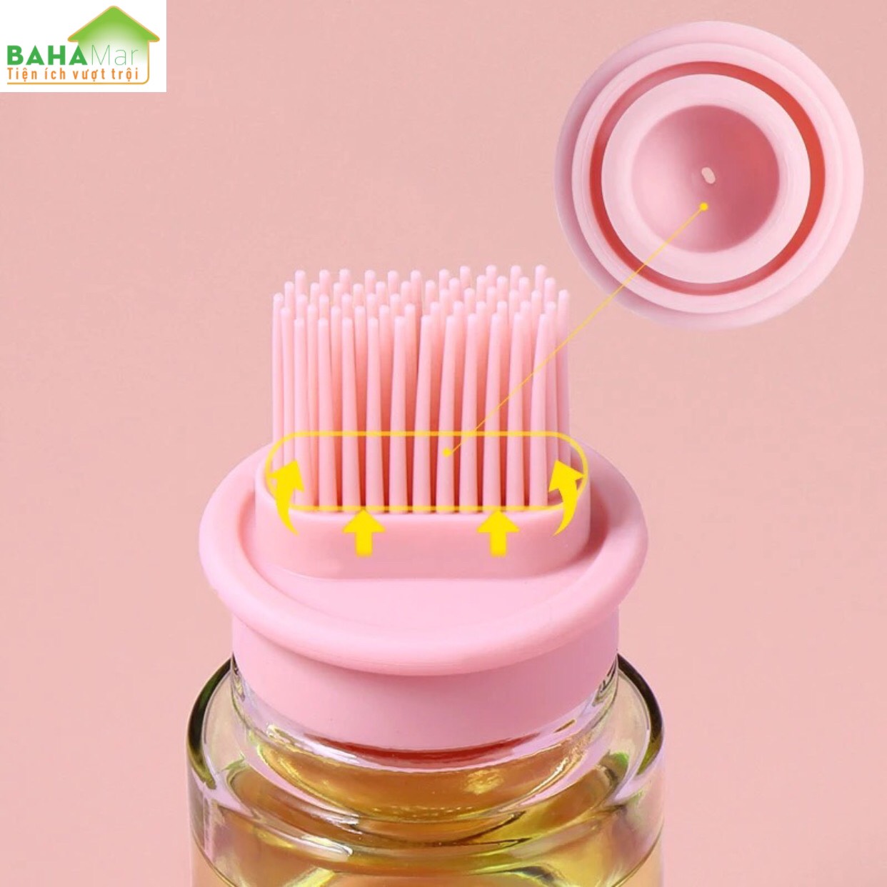 BÌNH GẮN CỌ SILICONE PHẾT DẦU NƯỚNG "BAHAMAR" có thể đổ đầy bình với dầu, nước sốt, ...để phết lên cho bánh ngọt, thịt và rau củ…