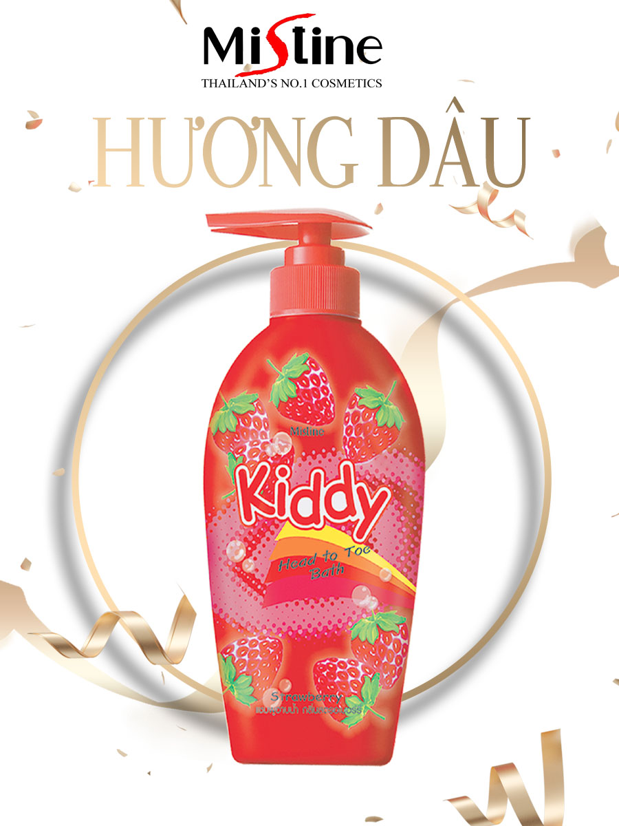 SỮA TẮM GỘI TOÀN THÂN TRẺ EM MISTINE KIDDY HEAD TO TOE BATH STAWBERRY