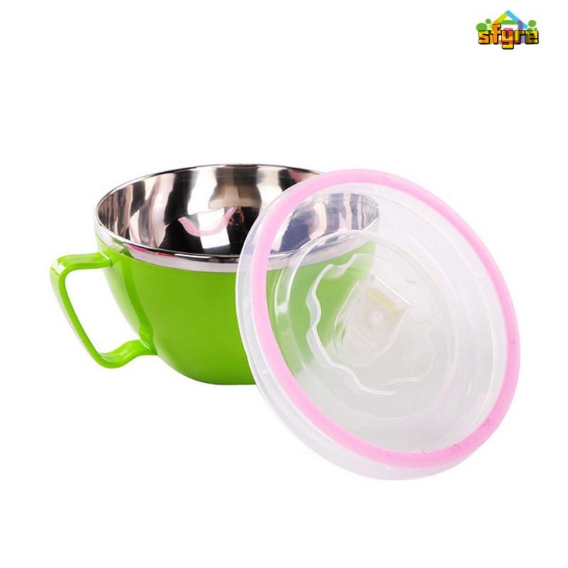 Tô Đựng Mì Bằng Thép Không Gỉ Có Tay Cầm Chống Tràn 600ml
