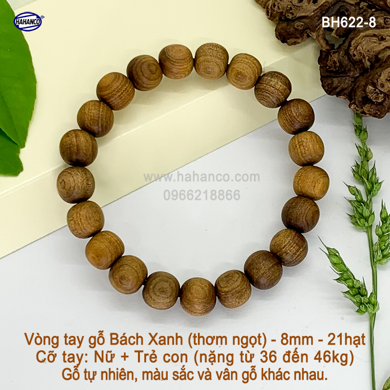 Vòng tay gỗ Bách Xanh cổ thụ  Có mùi thơm ngọt - vân gỗ đẹp - Mang lại tài lộc bình an - Bracelet of HAHANCO