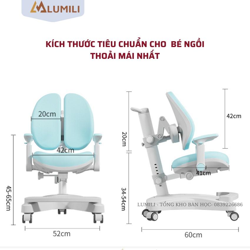 Ghế chống gù chống cận thông minh Lumili V901 điều chỉnh lưng ghế, thiết kế công thái học cho trẻ em từ 3- 18 tuổi